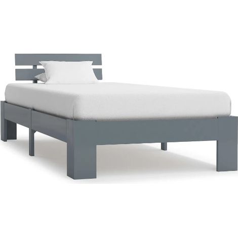 Lit adulte 1 place pin massif gris Cozy 100x200 cm (1/5)