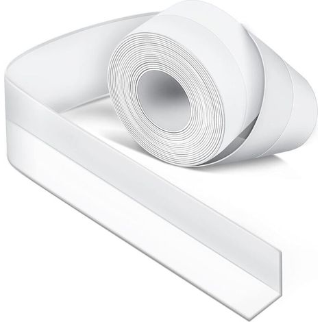 Weiße Silikon-Badezimmerdichtung, Badewannendichtung, Dichtungsband, schimmelhemmend und wasserdicht, weiches Klebeband, geeignet für Küche, Toilette, Ecke (3,8 cm Länge 3,2 m) (1/4)