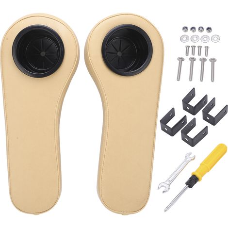 2 appuie-bras universels arrière pour voiture, avec porte-gobelet, remplacement en cuir PU souple pour Cushman (1/5)