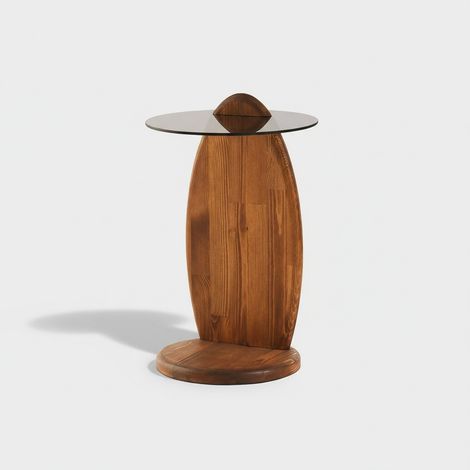 Couchtisch aus Sicherheitsglas und Kiefernholz Surf