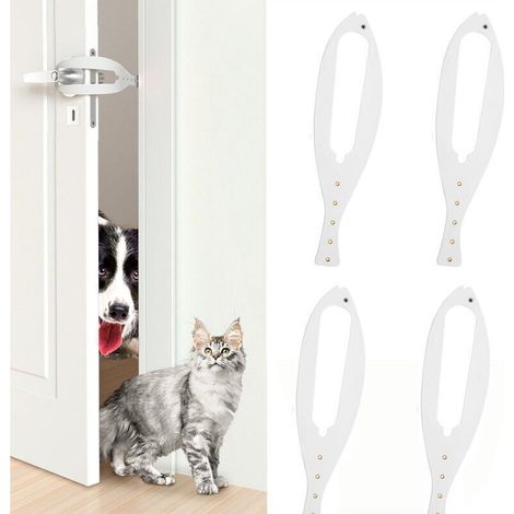 Lot de 4 loquets de porte pour chat, avec 5 tailles réglables, sangle de 2,5 à 6 pouces de large (1/4)