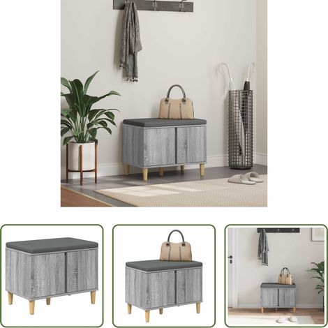 vidaXL Sitzbank - Flurbank mit Kissen mit Speicher Graues Sonoma 60 x 38 x 46 cm (1/5)