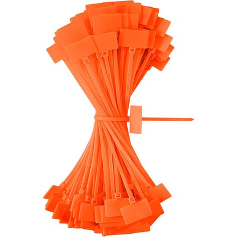 Collier de Serrage Orange 150mm x 3 mm Attache Câble Plastique Serre Cable Étiquette Organiser pour Marquer Cable Management Jardinage 100 Pièces (1/5)