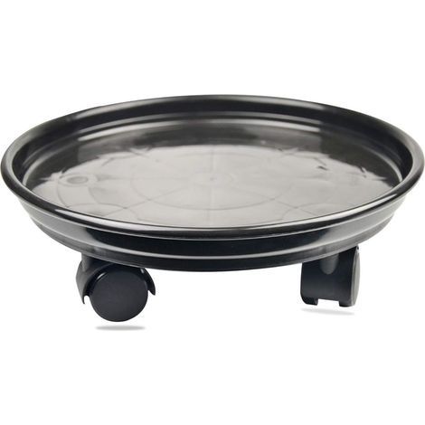 Support Moile de Bac à Plantes Avec Roulettes pour un Déplacement Facile - Plateau de Jardinière Rond Mobile - Pour Intérieur et Extérieur - Noir-Diamètre intérieur à 27cm (1/5)