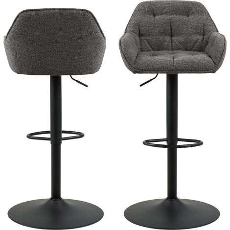 Tabourets de bar en tissu pied tulipe métal noir (lot de 2) - BROOK (1/5)
