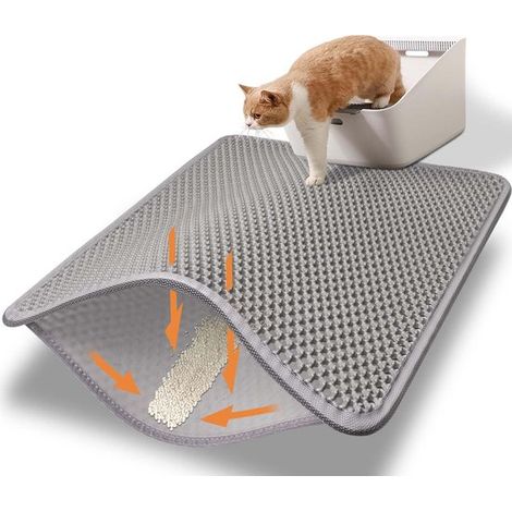 Tappetino per lettiera per gatti 60 x 90 cm, trappola per sabbia, tappetino per gatti impermeabile con filtro, a doppio strato, tappetino a pista, tappetino per gatti, area di raccolta della lettiera, (1/5)