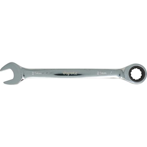 Dapetz ® Fixed Head Ratchet Spanner 21mm, Ratcheting Combination Wrench Metric Chrome Vanadium Steel Forged Combination Wrench Open End Spanner, 72-Tooth Ratchet (1/5)