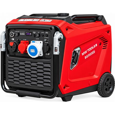 Groupe électrogène inverter ATS essence - 9,5 kW triphasé 3x400 V et 230 V - Démarrage électrique MW Tools BGI95SED (1/5)