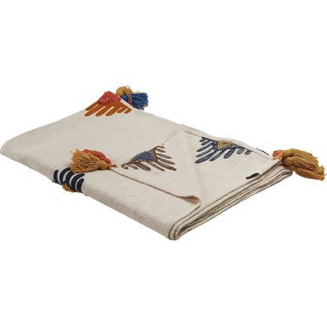 Kuscheldecke MUNGER Baumwolle 130 x 180 cm Beige