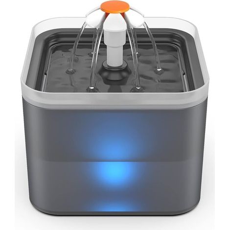 Fontaine Chat, Abreuvoir Automatique pour Chats et Chiens, Fontaine à Eau Ultra Silencieuse avec Filtre à Charbon Actif et Pompe à Eau, 2 L, Gris-Fei Yu (1/5)