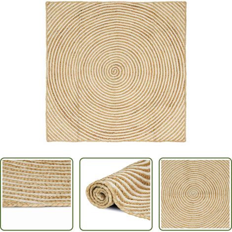 vidaXL Wohnzimmer -  Teppich Natürlich und Weiß 120 x 120 cm Jute