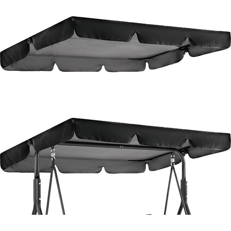 Replacement Roof for Garden Swing Chair: Swing Roof 195 x 125 x 15 cm, Waterproof Canopy for Swing, Universal Swing Roof for Garden Swing (Black) (1/5)
