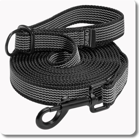 Guinzaglio antiscivolo regolabile NERO - 10 m, 82 mm - cane 25-50 kg (1/5)