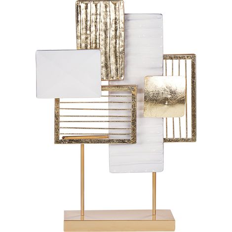 Decoración de mesa adorno de metal dorado y blanco Boron