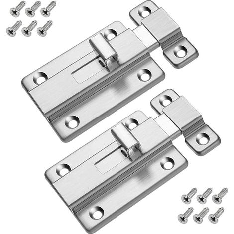 CSPARKV 2 Stück Türriegel aus Edelstahl, Türschloss mit Schrauben, Riegelriegel für Innentüren, Badezimmer, WC, Schlafzimmertür, 10,2 cm