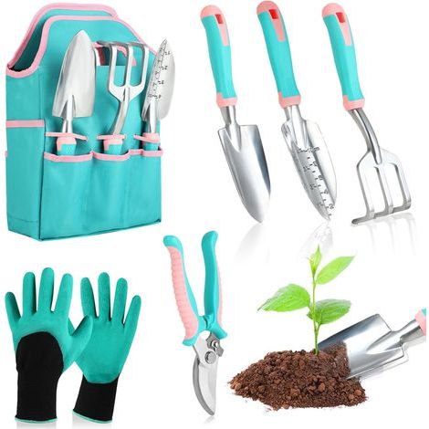 6 Pièces Outils Jardinage en Acier Inoxydable – Kit Jardinage Adulte avec Sac de Stockage – Pelle Jardinage Ergonomique pour Plantes et Potager (1/5)