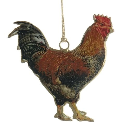 Riffelmacher & Weinberger – Suspension de Pâques coq – Métal doré et brun, L env. 10 x H 9,5 cm