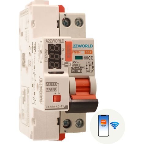 MCB Interruttore Magnetotermico WIFI Con Riarmo Automatico, Curva B 1P+N 2M 6000A AC 230V PN8H, Disponibile 6A 10A 16A 20A 25A 32A (B32A) (1/3)