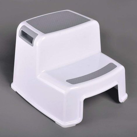 Tabouret pour enfants en deux étapes, tabouret pour bébé en deux étapes, tabouret pour tout-petits, siège de toilette antidérapant, tabouret en plastique pour enfants sur le lit, salle de bain, blanc (1/4)