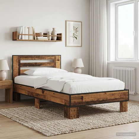 Estructura de cama con cabecero Madera envejecida 80 x 200 cm (1/5)