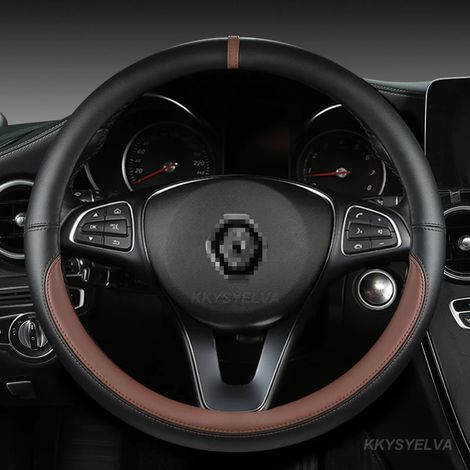 Housse de volant en cuir PU (forme café) compatible avec Renault Captur, Duster, Megane 2/3, Clio, Logan, Laguna 2, Kadjar et Scenic 2. Accessoires auto. (1/5)