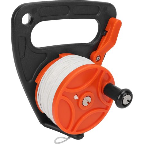 Dévidoir de plongée, enrouleur de corde de plongée multifonctionnel avec câble blanc de 46 m pour la plongée en grotte et l'exploration (orange). (1/5)