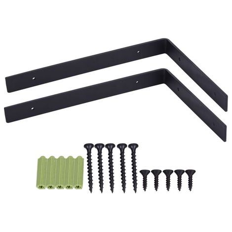 Lot de 2 Equerre Etagere Murale, Supports Pour étagères Lourdes Industrielles, Equerre Charge Lourde, Supports en L, 5 mm d'épaisseur avec Vis (30 cm) (1/5)