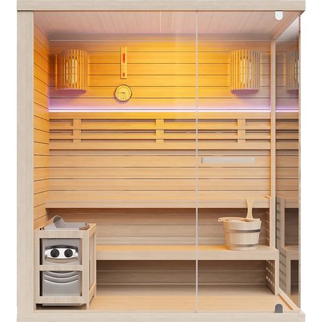 Sauna finlandese vetrata con LED - 4/5 posti - L180 x P120 x H200 cm - SELKI