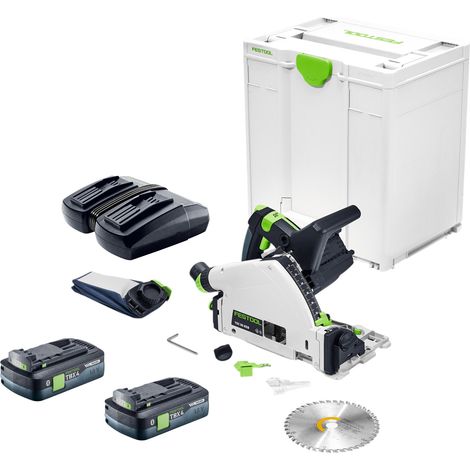 Festool TSC 55 KEB-Basic Akku Tauchsäge 18 / 36 V 160 mm Brushless + 2x Akku 4,0 Ah + Doppelladegerät + Systainer