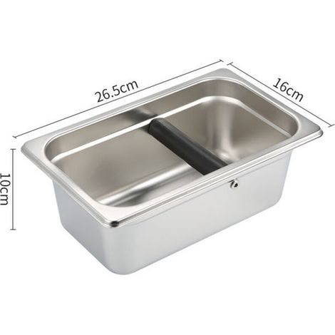 Bac à marc café inox grande capacité, knock box barista robuste (1/4)