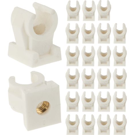 tecuro Rohrclip Set einfach 20/22 mm - 25 Stück - Kunststoff weiß, mit Messing - Gewindebuchse M6