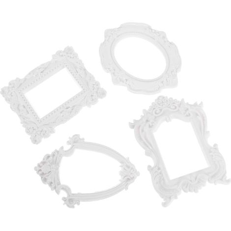 4-Piece Vintage Handmade White Resin Photo Frame, Small European Retro Decorative Frame for Jewelry Display and Home or Hotel Decoration (1/5)