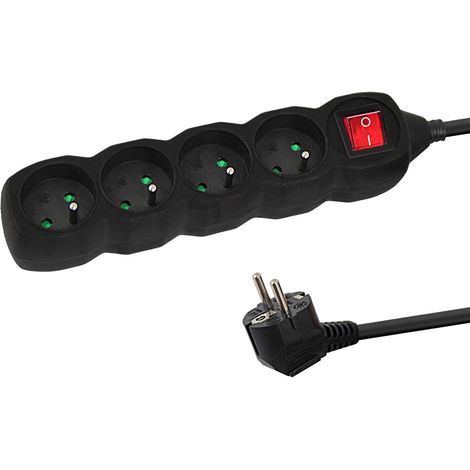 Esperanza Power Strip 4 Sockets Switch 3M Black