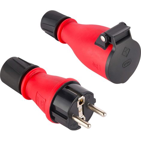 Electraline 92383 Set di 1 Spina e 1 Presa Professionale Schuko, Protezione IP54, con Ghiera di Bloccaggio Cavo per Facilitare il Cablaggio (1/3)