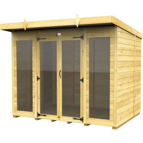 8 x 8 Pent Summer House (Full Height Window)