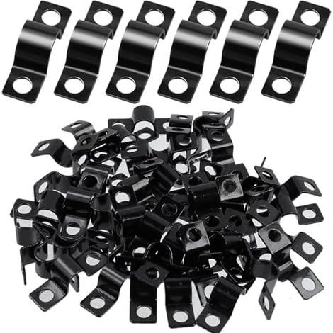 60 Pièces Colliers de Serrage en U, Collier Serrage, Fixation Grillage Rigide 6 mm, Tuyau pour Attache Tube, Fixer Traille Trou - mm (1/5)