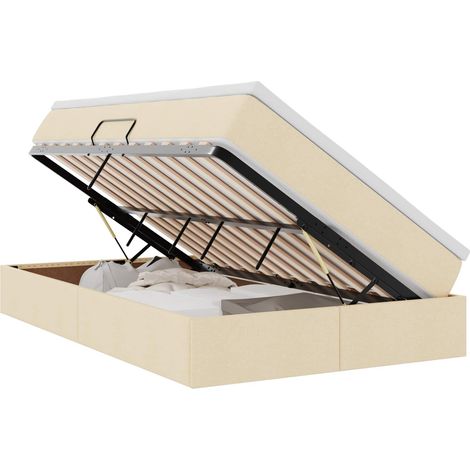 Letto con contenitore e materasso Crema 120 x 190 cm Poliestere vidaXL