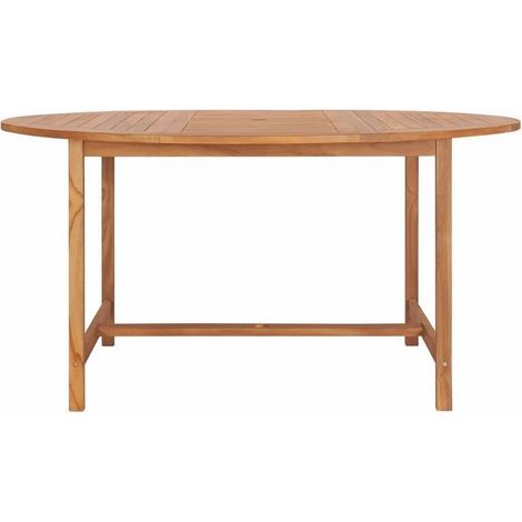 Table de jardin ronde teck massif clair Ampiz D 150cm (1/3)
