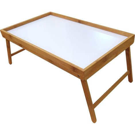 Bandeja plegable k2m bambú 50x30x22 cm blanco