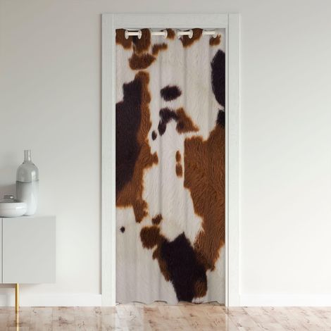 Peau de Vache Rideau Caché Western Farm Animaux Fourrure Rideau de Porte,Brun Blanc Vache Imprimé Rideau de Porte Enfants,Décor de Chambre,Animaux Sauvages Ferme Rustique Rideau de Vache 86x203 - 86x2 (1/5)