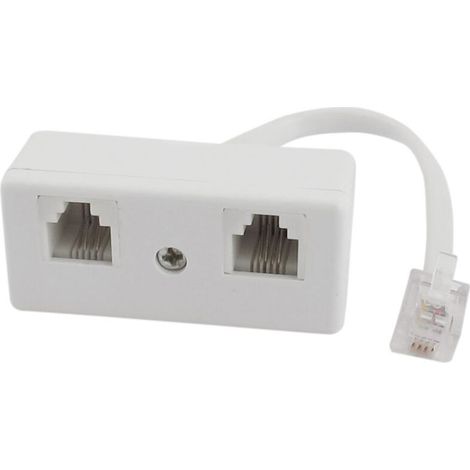6P4C RJ11 Stecker-Doppel-Telefonleitungs-Splitter-Anschlussadapter (1/3)