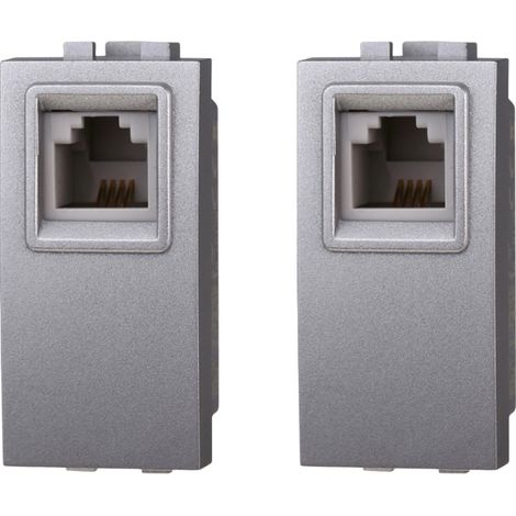 gloca Set 2 Connettori RJ11 Telefono Compatibili Living (Grigio) (1/4)