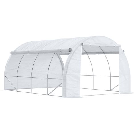 Invernadero de película 3,97 x 3 x 2 m con protección UV, acero galvanizado, blanco (1/5)