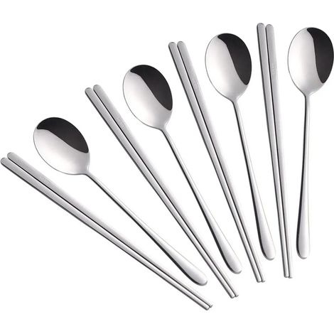 Essstäbchen-Löffel-Set, 4 Farben, wiederverwendbar, Metall, Edelstahl, koreanisches Essstäbchen-Löffel-Set, Weihnachtsgeschenk, True Color