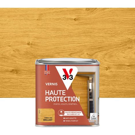 Vernis bois extérieur Chêne clair brillant - Haute résistance rayures et UV - Anti-goutte et tendu bon - 0,5L (1/4)