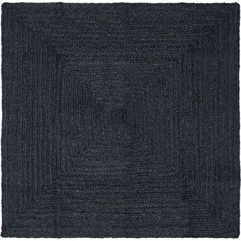 Tapis rectangulaire, gris foncé, 120 x 120 cm, jute. (1/5)