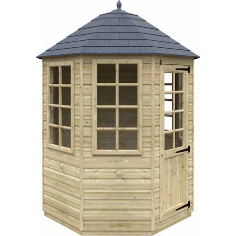 6 x 6 Feet Tanalised Octagonal 16mm Shed - Solid Wood/Softwood/Pine - L181 x W181 x H272 cm - Green