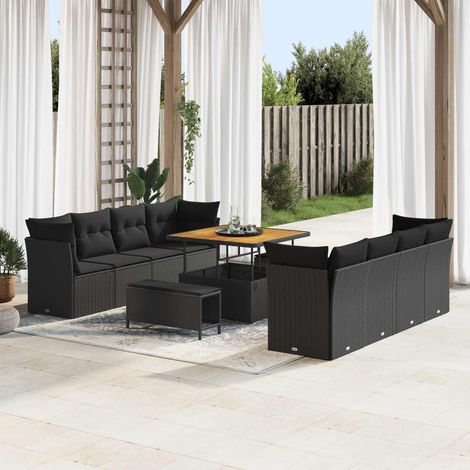Gartensofa-set 11 pcs Schwarz Poly-Rattan (1/5)