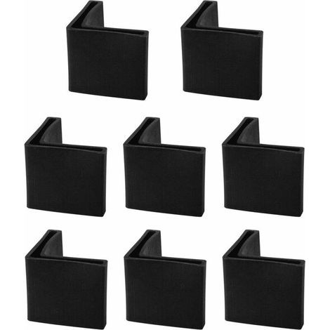 sourcing map 8pcs Casquette Pieds Chaise Angle Fer Forme L Patin Meuble Table Embout Capouchon Cornière Protection 38mm x 38mm Noir (1/5)