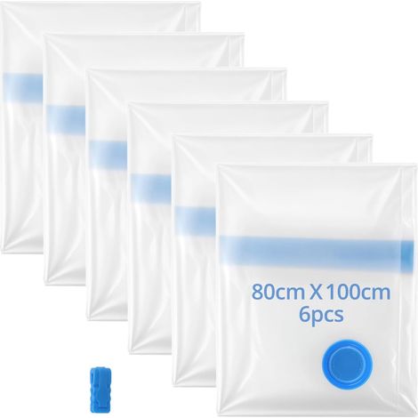 6x Sac Sous Vide 100x80cm Hermétique Réutilisable Pour Vêtements Literie Valise (1/5)